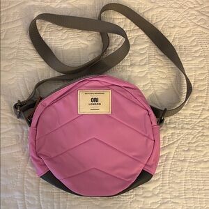 Ori London Quilted Pink and Gray Crossbody Bag
